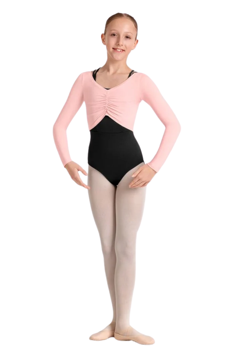 Child Scoop Neck Gathered Long Sleeve Top