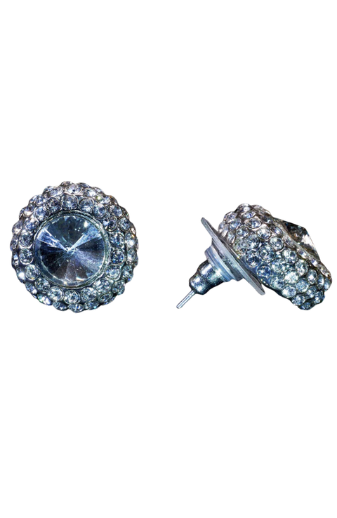Crystal Rimmed Pierced Earrings