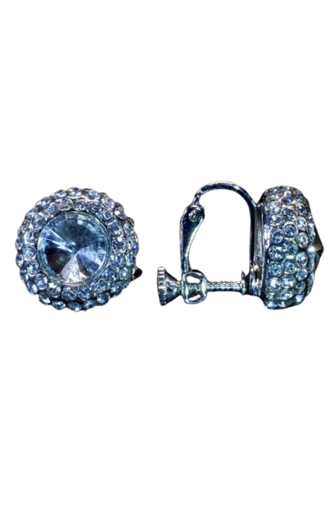 Crystal Rimmed Clip On Earrings