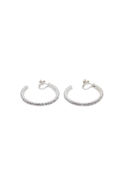 Clear Rhinestone Clip On Hoop Earrings EA021