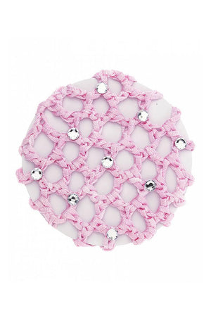 Glitter Pie Pink Crochet Bun Cover with Rhinestones