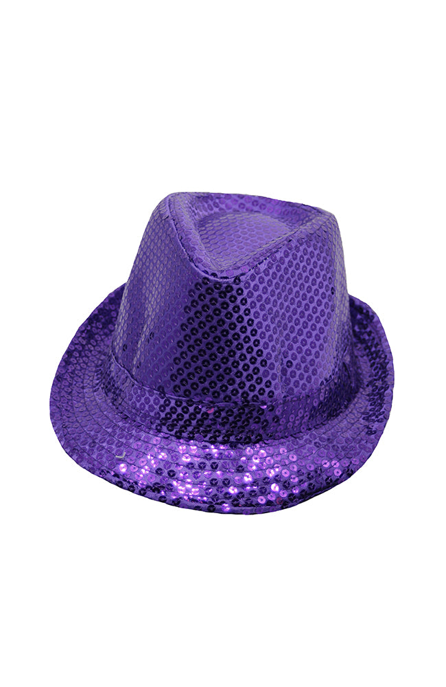 Sequin Fedora Hat H138660 Purple