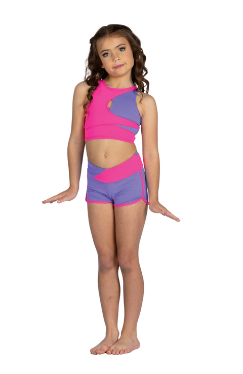 Child Lulu Two-Tone Keyhole Tank Crop Top