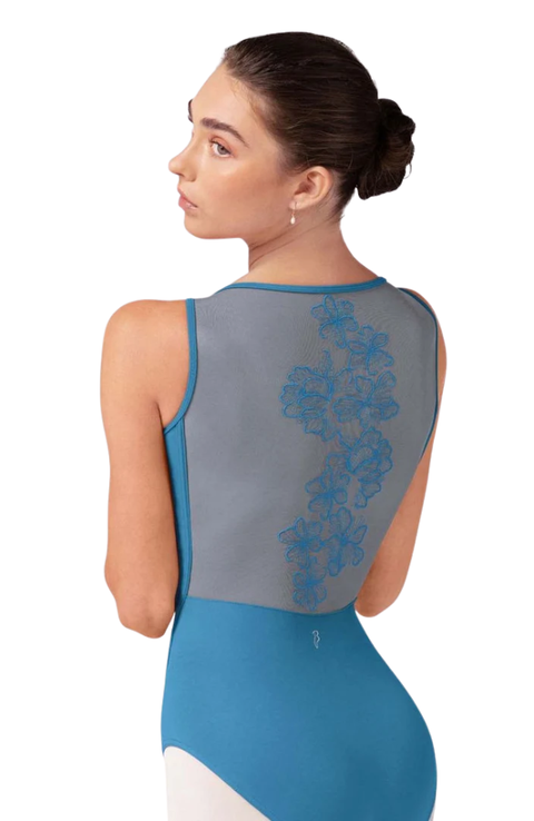 Adult Emma Boatneck Embroidered Floral Mesh Bodysuit