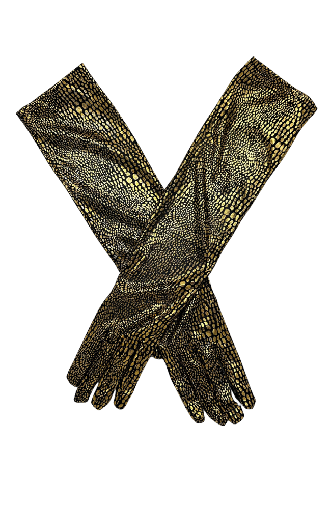 Black/Gold Foil Long Gloves B1