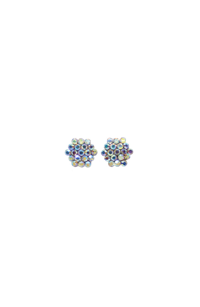 587AB-1 Large AB Cluster Clip Earrings