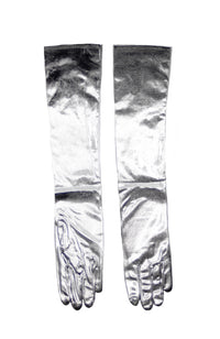 Adult Long Lame Gloves Silver HMS-1