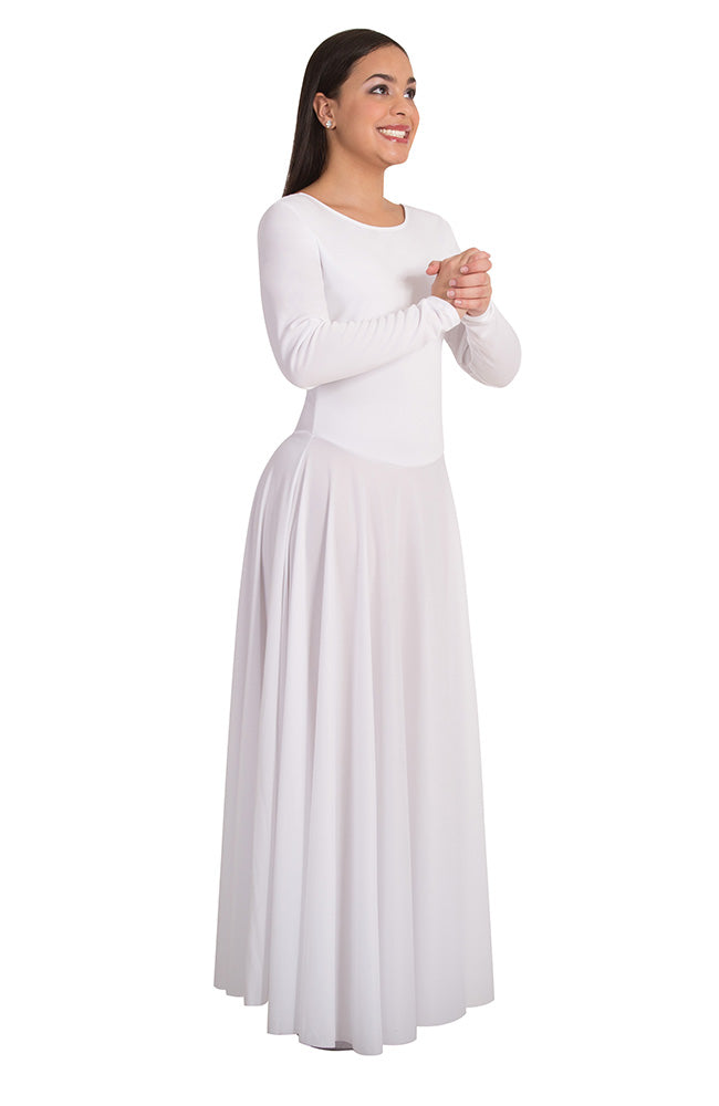 Body Wrappers 0588 Child Long Sleeve White Liturgical Dress