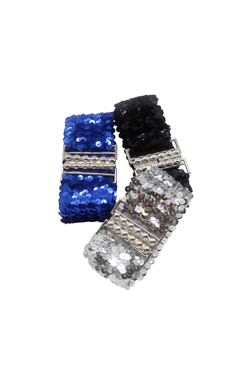 Body Wrappers BT3 Sequin Belt 1 Size Royal Silver Black