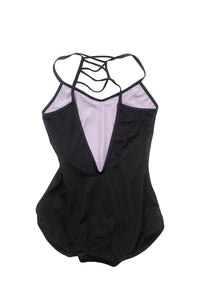 Body Wrappers P1151 Black Lilac Camisole Bodysuit Back