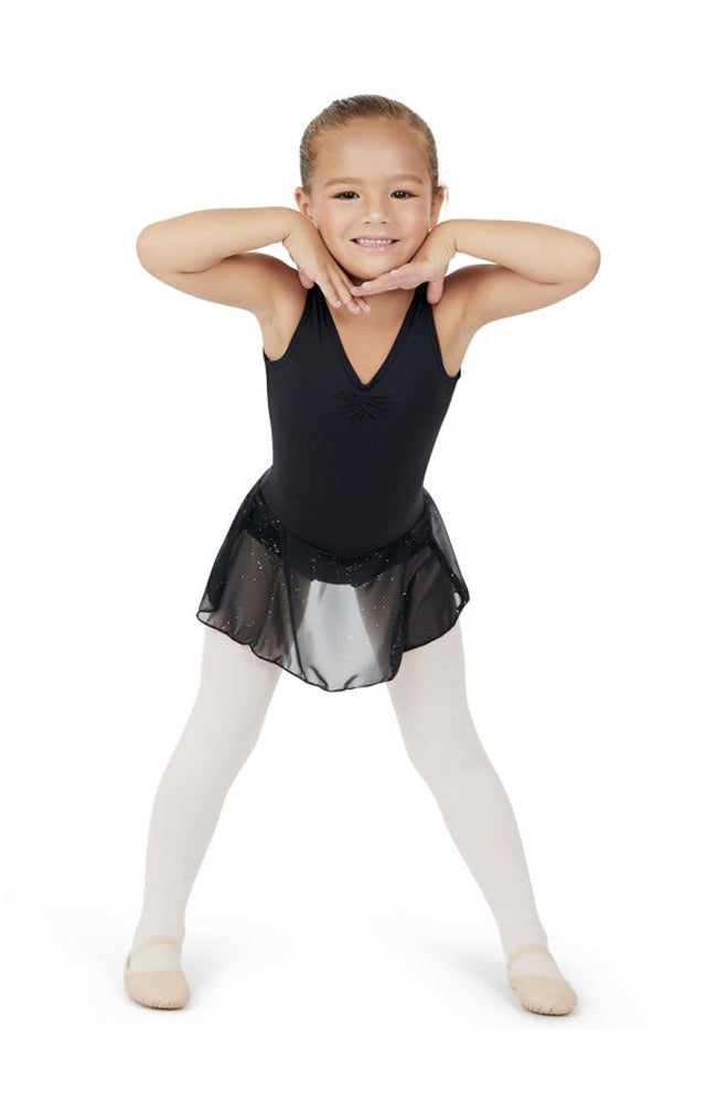 Capezio 11309C Child Black Pinch Front Tank Dress with Star Studded Skirt