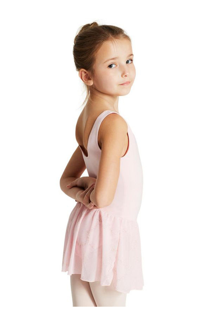 Capezio 11309C Child Pink Pinch Front Tank Dress with Star Studded Skirt