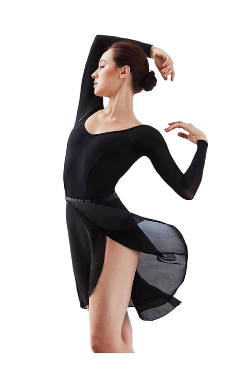 Capezio N276 Georgette Long Wrap Ballet Skirt Black