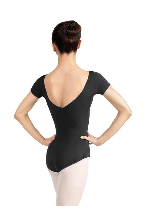 Capezio SE1014W BLK Pinch Cap Sleeve Bodysuit Back