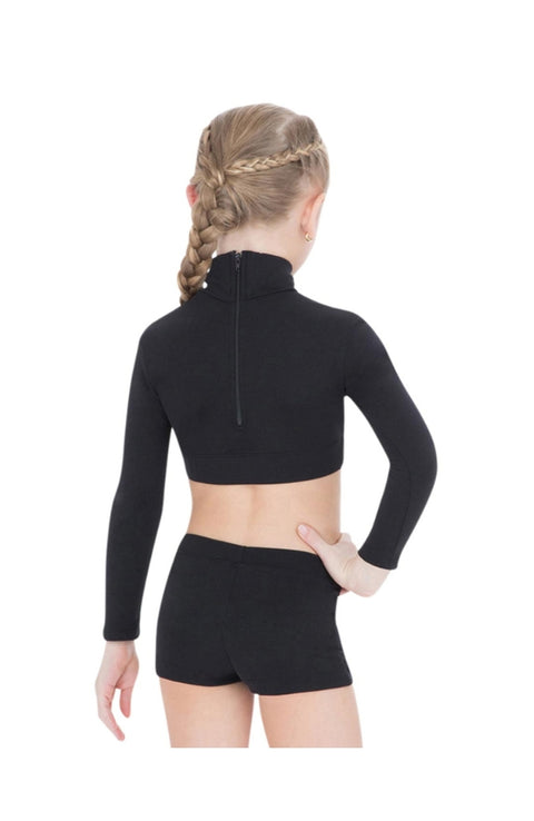 Capezio TB107C Black Turtleneck Long Sleeve Crop