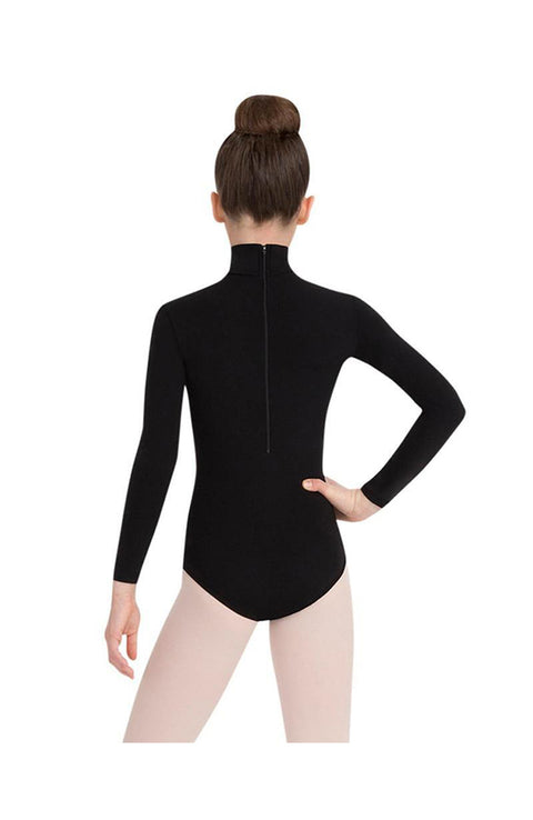Capezio TB123C Long Sleeve Turtleneck Bodysuit with Snaps Black Back
