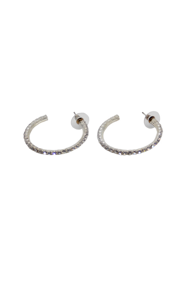 Clear Rhinestone Pierced Hoop Earrings EA021