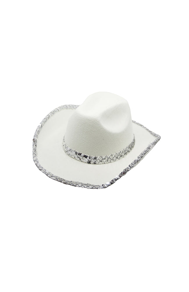 Dancewear 21156 Sequin Trim Cowboy Hat White