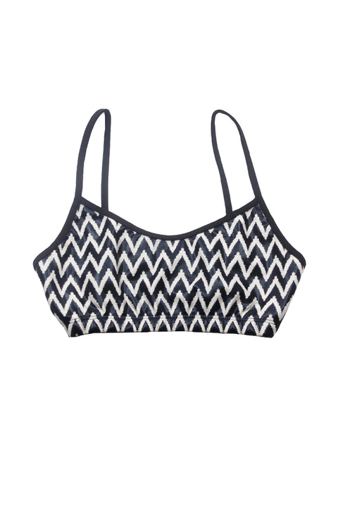 Danshuz 158A Chevron Bra Top BLK-WHT