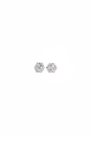 Iridescent Rhinestone Cluster Pierced Earrings