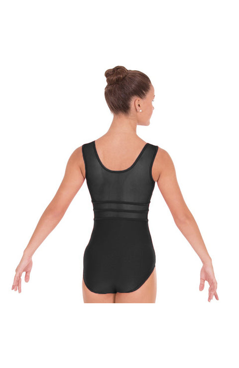 Eurotard 59899 Black Mesh Tank Bodysuit Back
