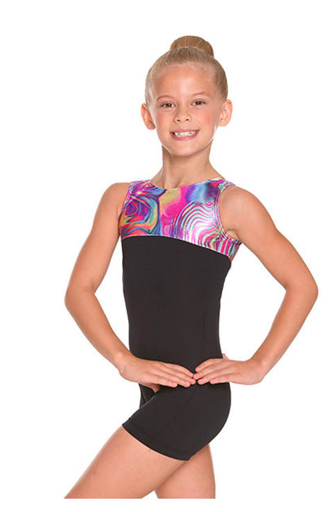 Eurtoard 77551 Child Fuchsia Swirl Gym Biketard Back