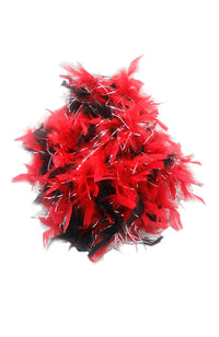 Feather Boa With Tinsel Black and Red 