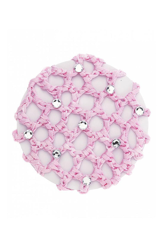 Glitter Pie Pink Crochet Bun Cover with Rhinestones