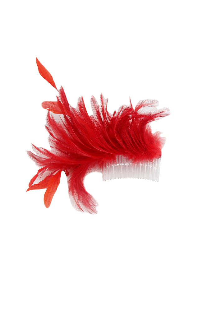 Glitter Pie F3040 Feather Fascinator With Beads Red