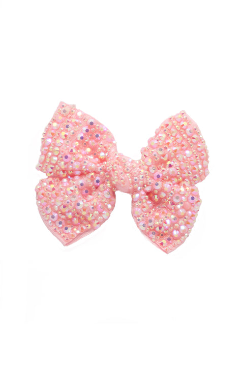 Glitter Pie Rhinestone Hair Bow on Clip