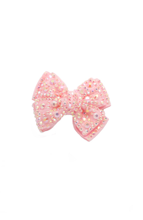 Glitter Pie Rhinestone Hair Bow on Clip