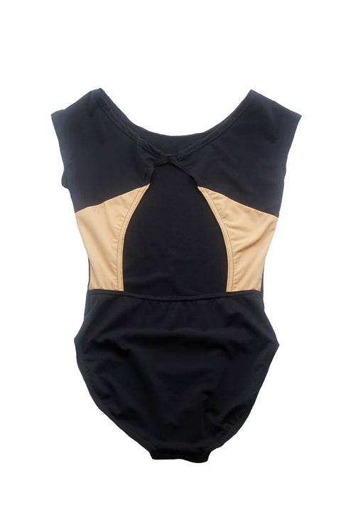 Grishko 2095 Cap Sleeve Bodysuit Black and Beige Back
