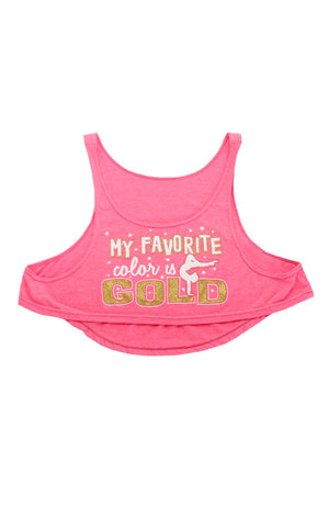 Heart and Soul DA484 My Favourite Colour Is Gold Bright Pink Crop Tank Top