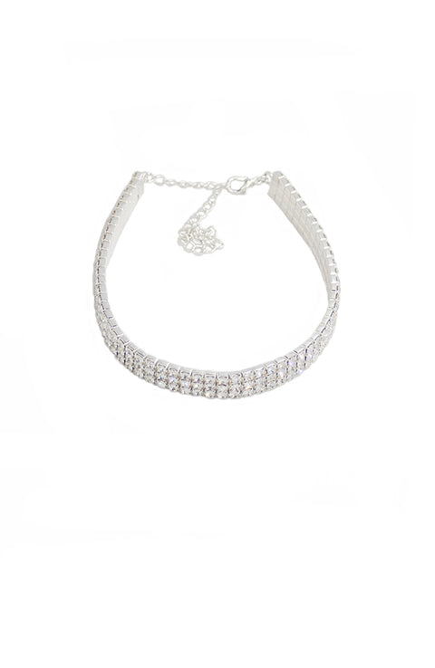 Adult 3 Row Clear Crystal Rhinestone Choker