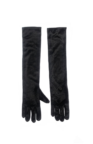 Long Black Velvet Gloves 13097