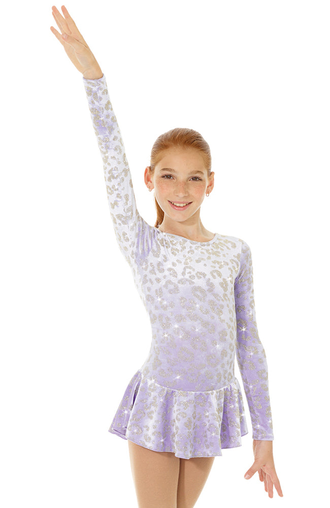 Mondor 2723 Child Lilac Velvet Long Sleeve Skating Dress