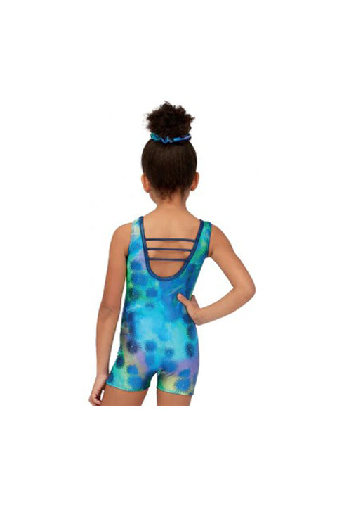 Mondor 27824 HH Blue Thistle Tank Gym Biketard Back