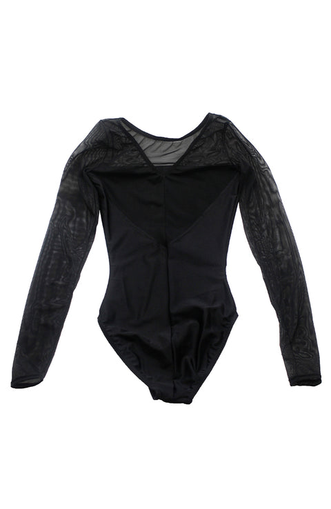 Mondor 6091 52 BLK Long Sleeve Mesh Bodysuit Back