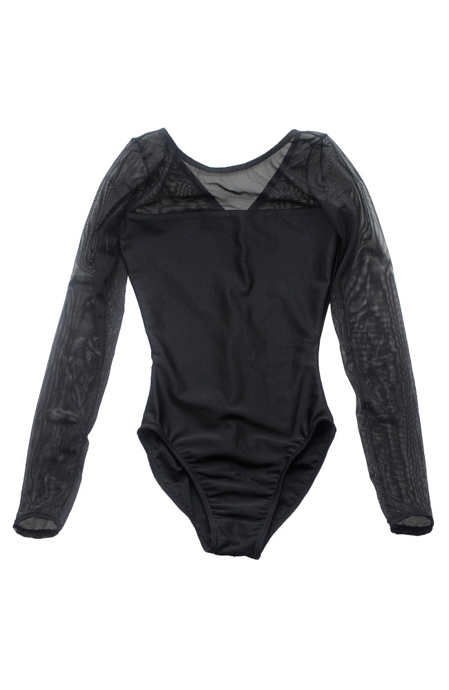 Mondor 6091 52 BLK Long Sleeve Mesh Bodysuit