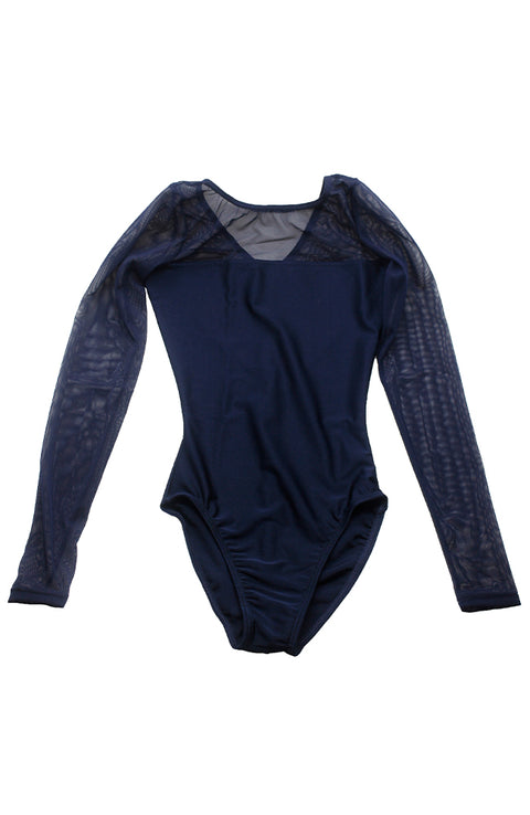 Mondor 6091 N5 Dark Navy Long Sleeve Mesh Bodysuit