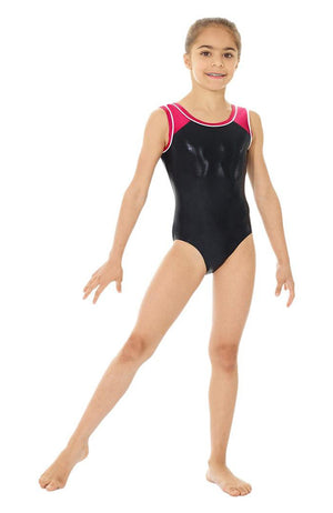 Mondor 7891 Child Black and Pink Metallic Gymnastics Bodysuit