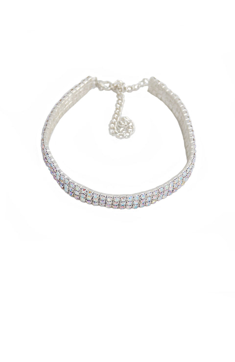 Adult 3 Row Iridescent Rhinestone Choker