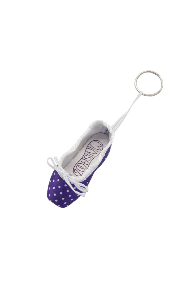 Pillow For Pointes Patterned Mini Pointe Shoe Keychain PPA Purple and White Dots