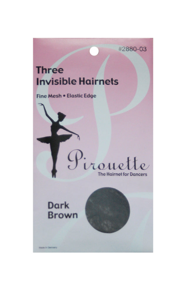 Pirouette 2880-03 Three Invisible Hairnets Dark Brown