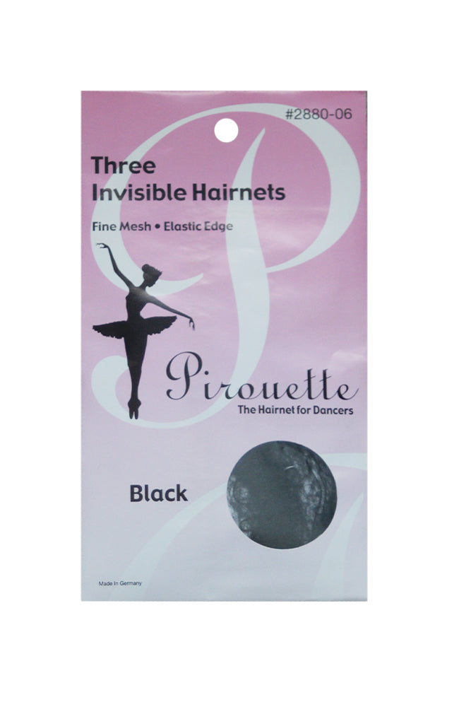 Pirouette 2880-06 Three Invisible Hairnets Black