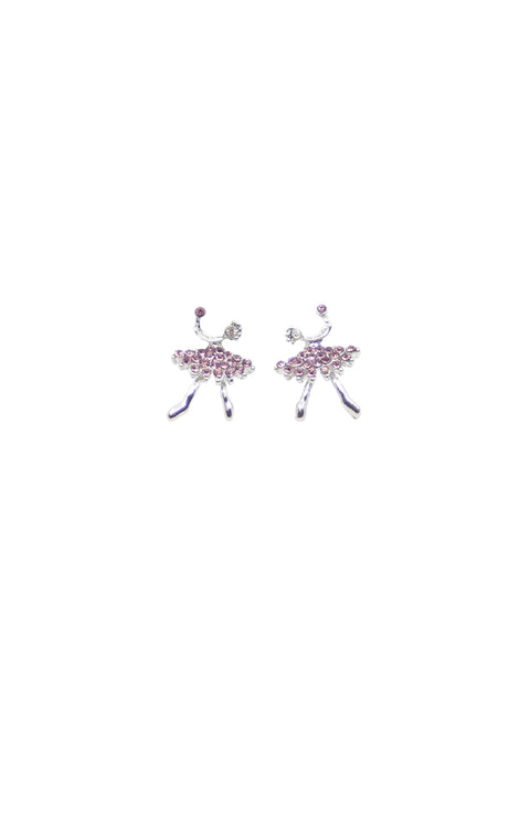 Rhinestone Ballerina Earrings ST40045 Lilac