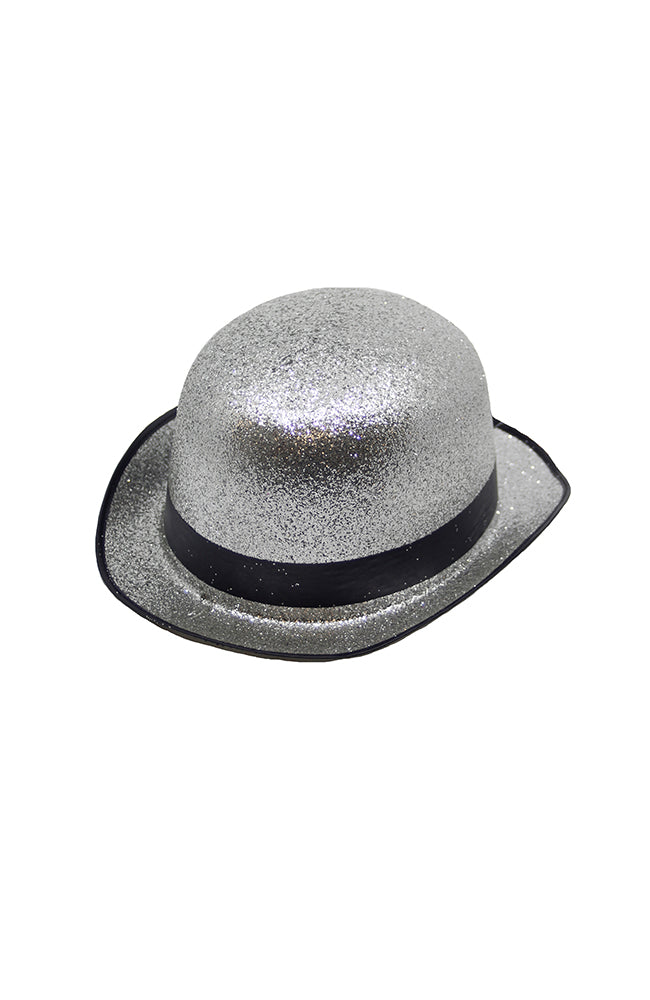 Rubys 49152 Glitter Derby Hat Silver