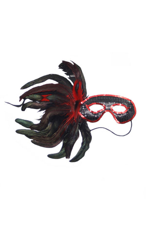 Sequin Feather Eyemask 50247 Black and Red