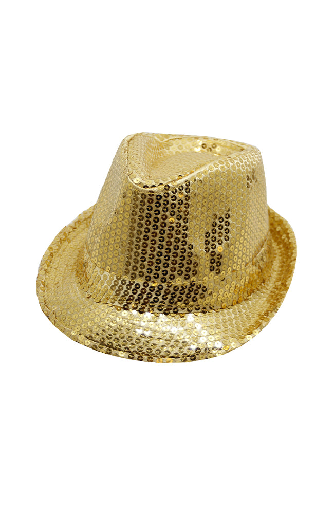 Sequin Fedora Hat H138130 Gold