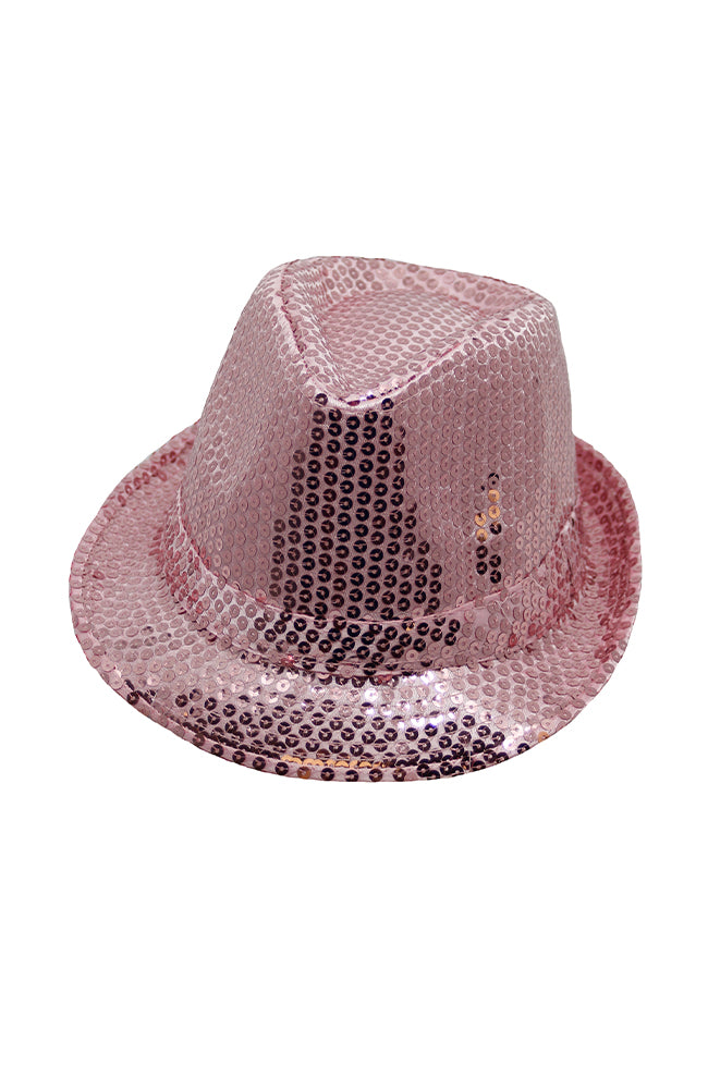 Sequin Fedora Hat H138130 Pink